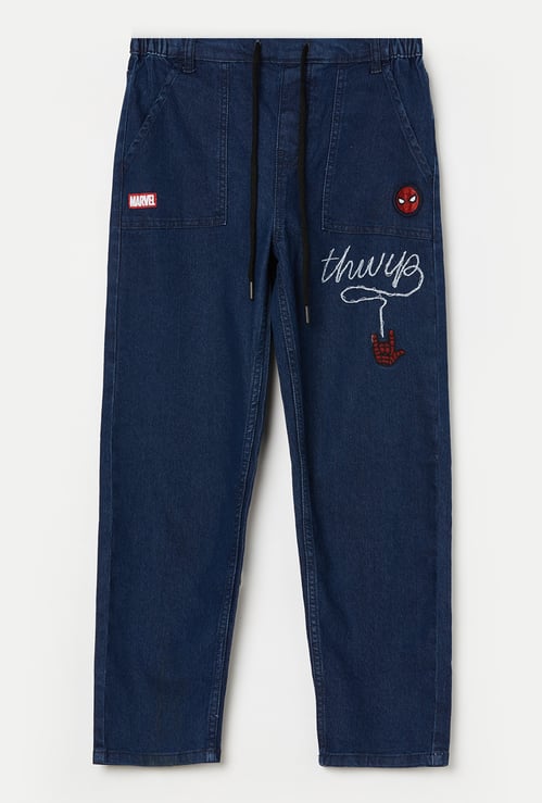 KIDSVILLE Boys Spider-Man Appliqued Jeans