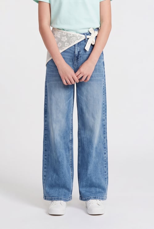 FAME FOREVER Girls Lace Wide Leg Jeans