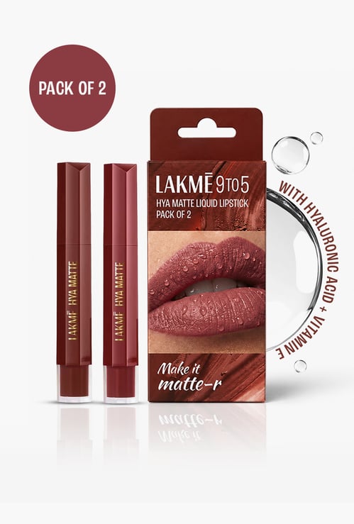 LAKME 9 to 5 Hya Matte Make it Matte Duo Liquid Lipsticks - 5.3ml