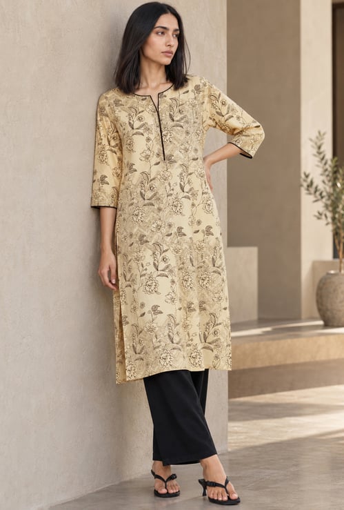 MELANGE Floral Print Straight Kurta