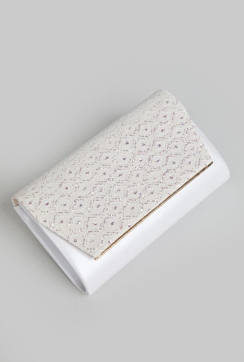 CODE Embellished Foldover Clutch