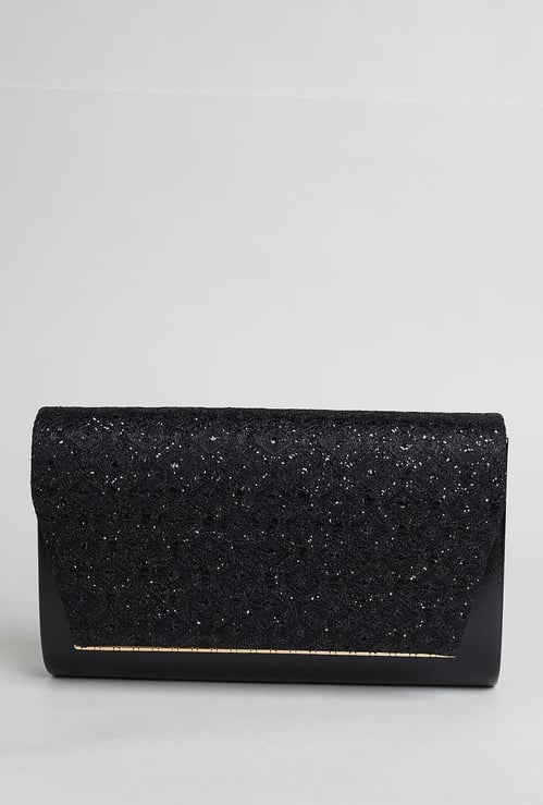 CODE Embellished Foldover Clutch