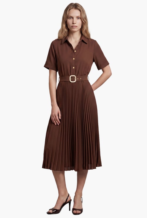 VERO MODA Pleated Midi Shirt Dress