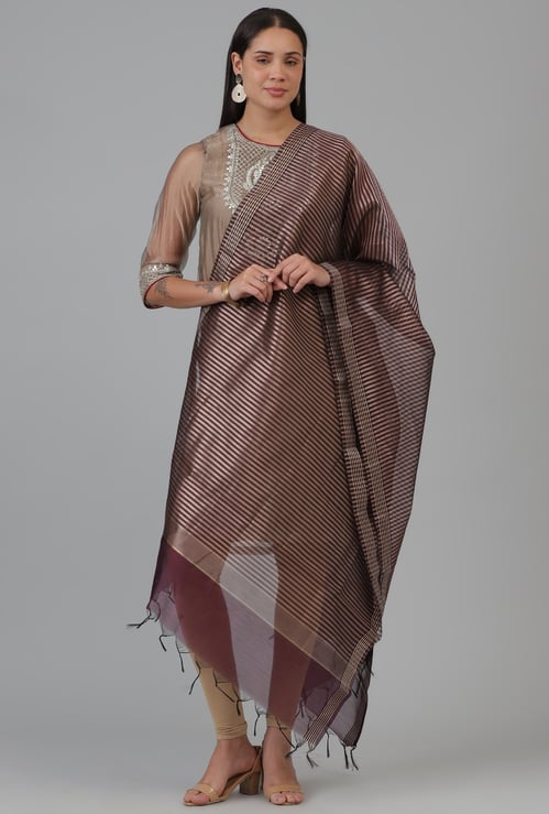 W Zari Striped Design Dupatta