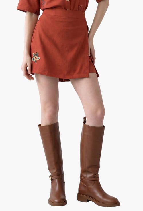 VERO MODA Embroidered Wrap Skort