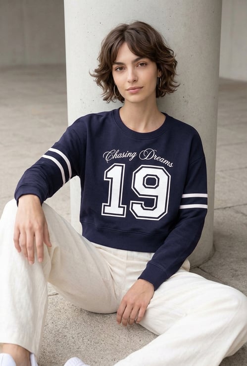 KAPPA Varsity Print Drop-Shoulder Sweatshirt