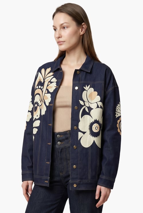 VERO MODA Floral Print Denim Jacket