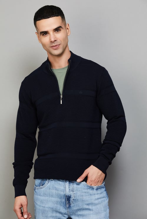 ARROW SPORT Ribbed Quarter-Zip Sweater
