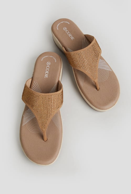 CODE Embellished Thong Sandals