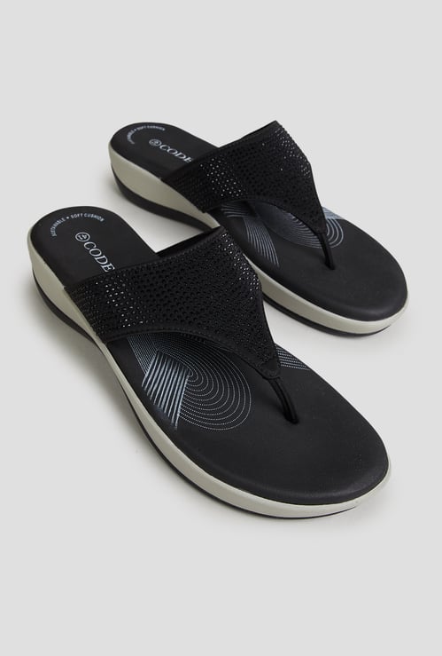 CODE Embellished Thong Sandals