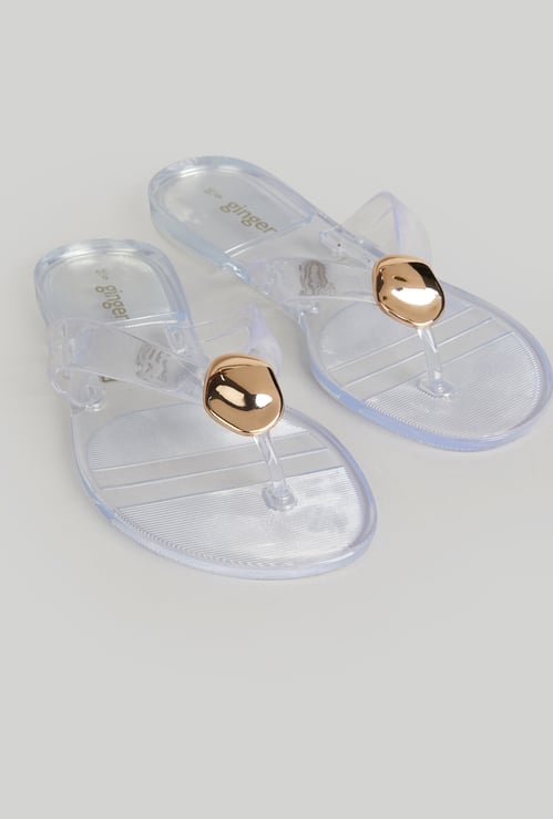 GINGER Solid Open Toe Flip Flops