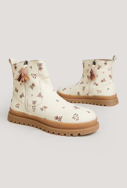 FAME FOREVER Girls Floral Print Ankle Boots