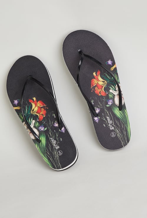 GINGER Floral Print Flip Flops