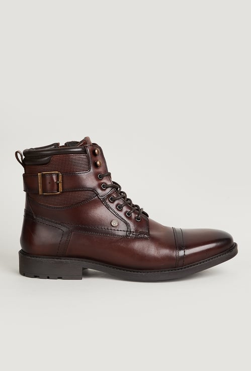 LEE COOPER Textured Lace-Up Boots