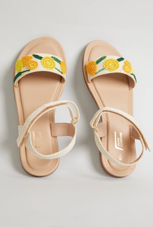 FAME FOREVER Girls Floral Print Sandals