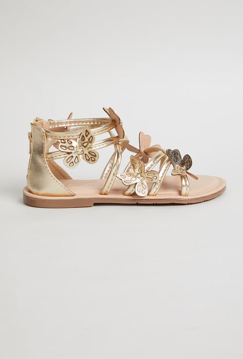 FAME FOREVER Girls Butterfly Ankle Strap Sandals