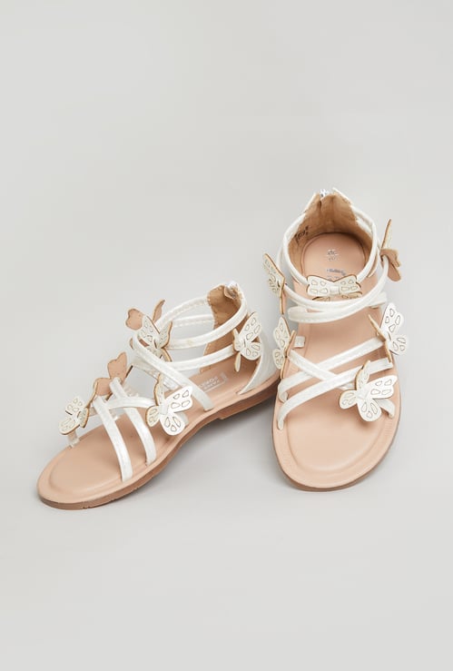 FAME FOREVER Girls Butterfly Ankle Strap Sandals