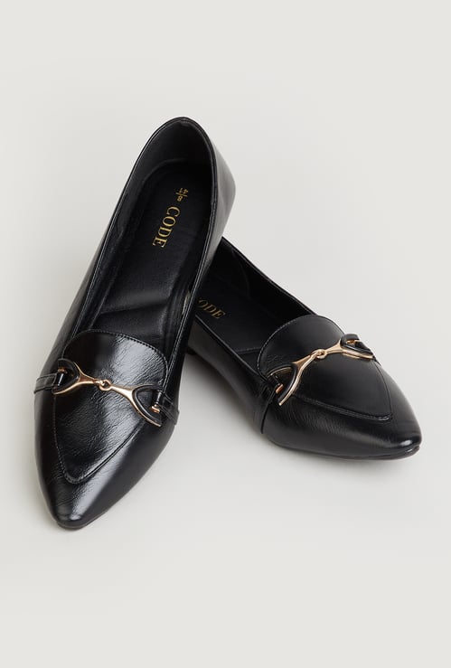CODE Solid Pointed-Toe Ballerinas