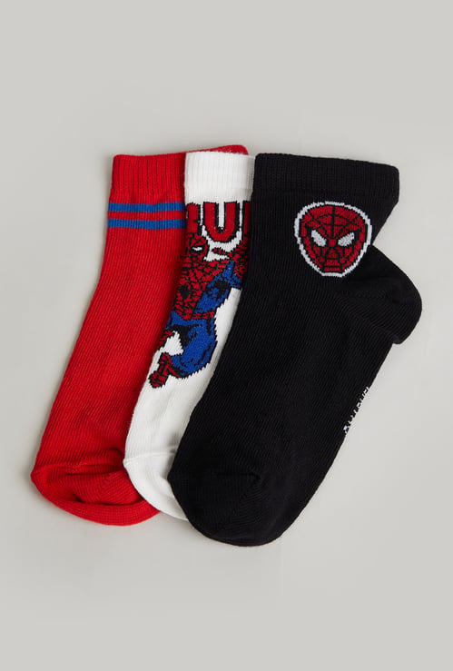 FAME FOREVER Boys Spiderman Ankle Length Socks - Pack of 3