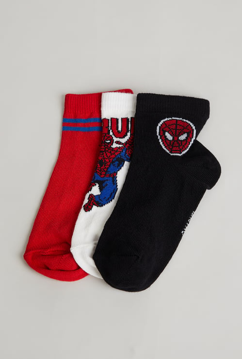 FAME FOREVER Boys Spiderman Ankle Length Socks - Pack of 3