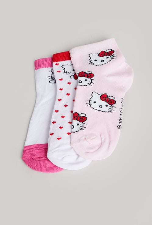 FAME FOREVER Hello Kitty Ankle-Length Socks - Pack of 3