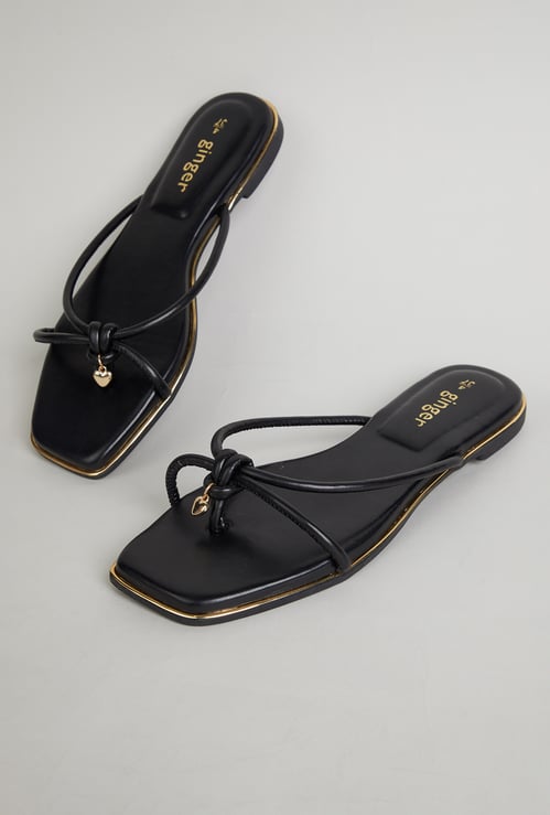 GINGER Solid Open Toe Flats