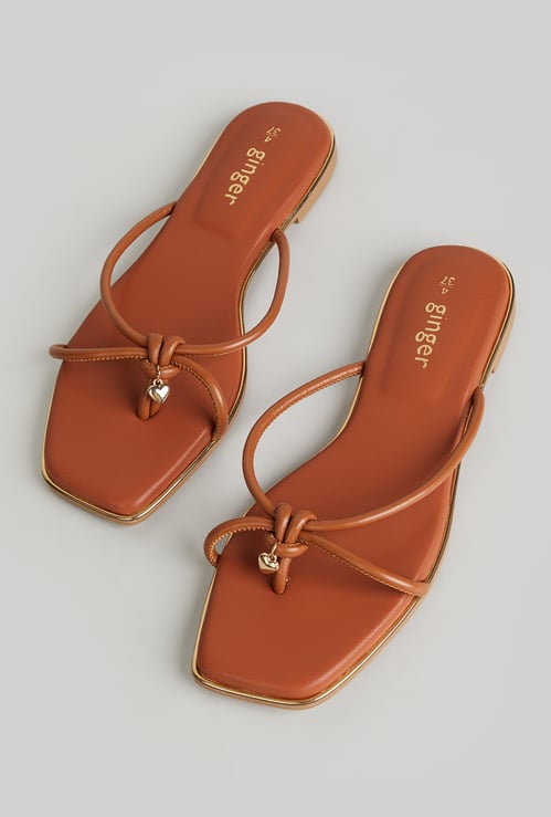 GINGER Solid Open Toe Flats