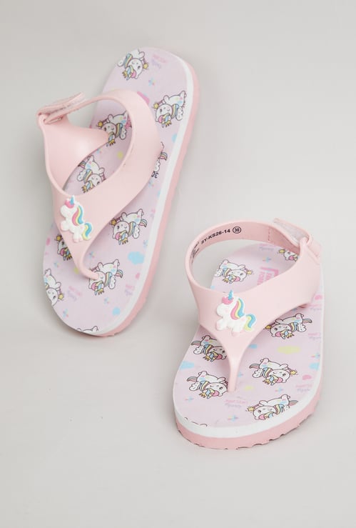 FAME FOREVER Girls Unicorn Applique Flip-Flops