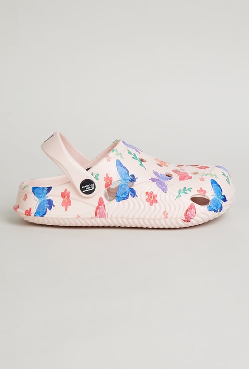 FAME FOREVER Girls Butterfly Print Clogs