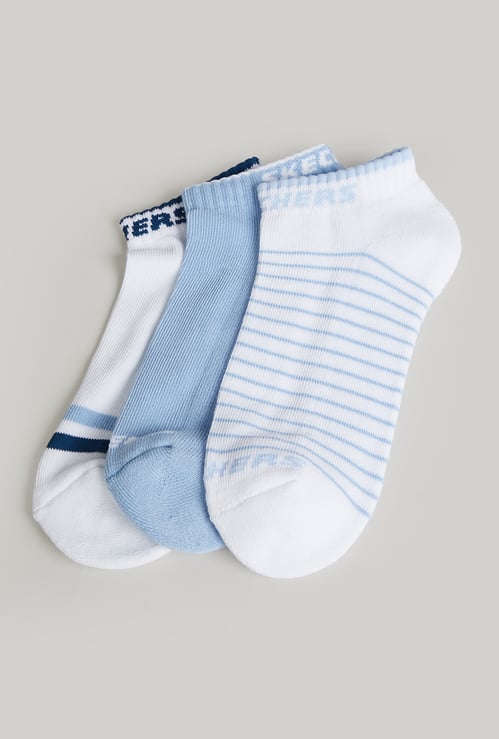 SKECHERS Striped No Show Socks - Pack of 3