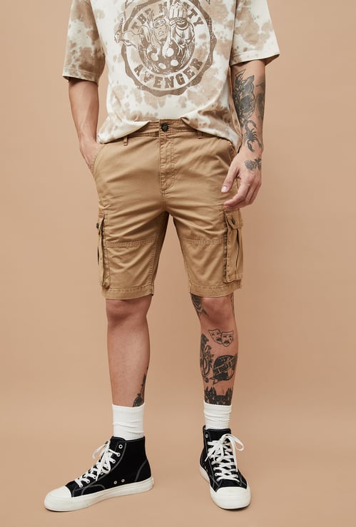 FAME FOREVER Solid Cargo Shorts
