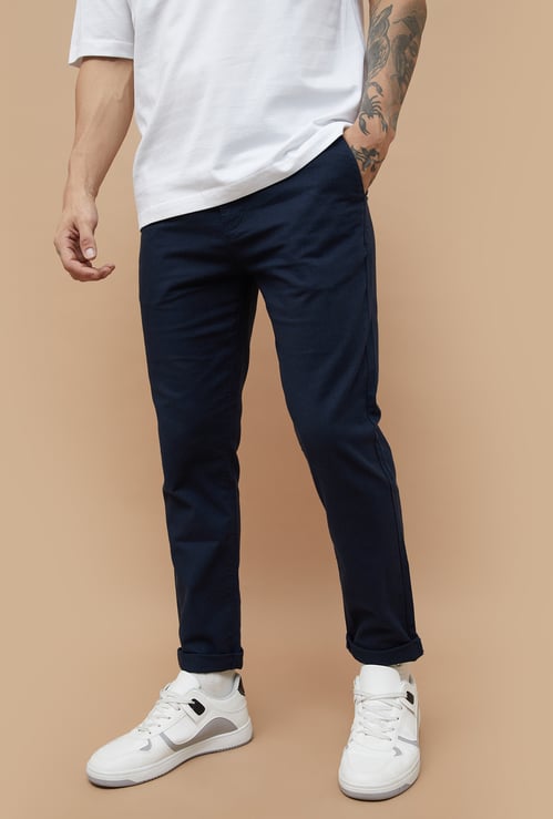 FAME FOREVER Solid Slim Tapered Trousers