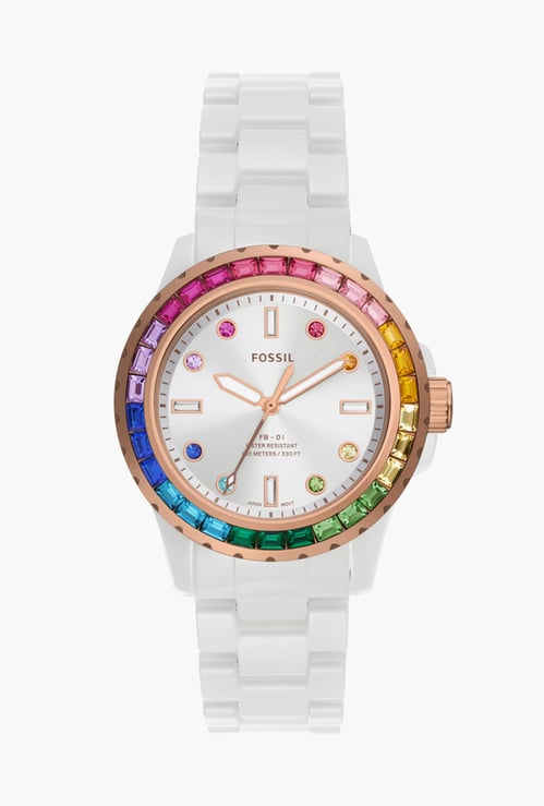 FOSSIL Women Embellished Analog Watch with Ceramic Strap - CE1129I