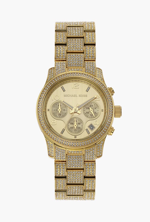 MICHAEL KORS Runway Women Embellished Chronograph Watch with Metal Strap - MK7435I