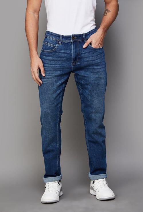 BOSSINI Men Stonewashed Slim Straight Jeans