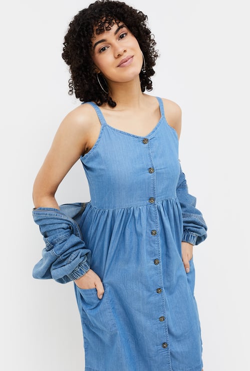 FAME FOREVER Women Denim A-Line Dress