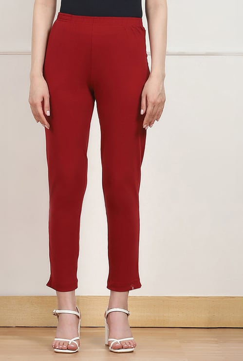 BIBA Solid Straight Pants
