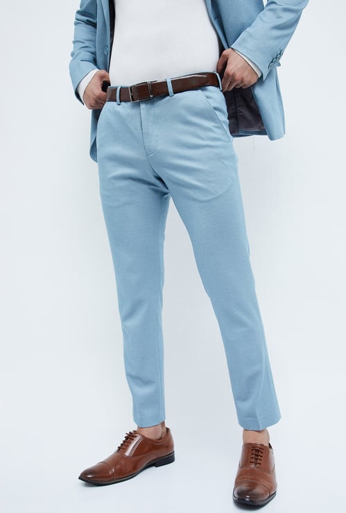 CODE Men Solid Super Slim Formal Trousers