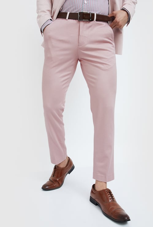 CODE Men Solid Super Slim Formal Trousers
