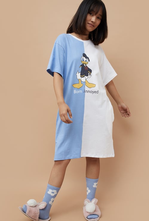 GINGER Women Donald Duck Print Night Dress