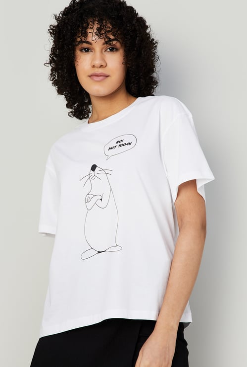 GINGER Women Graphic Printed Lounge T-shirt