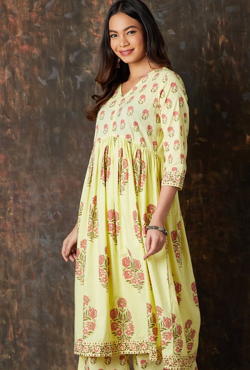MELANGE Women Floral Print A-Line Kurta Set