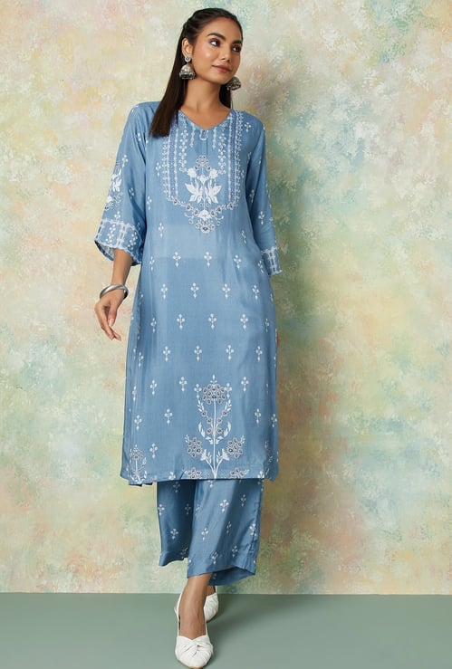 MELANGE Printed Straight Kurta Set