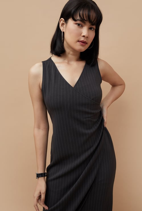 CODE Women Striped Wrap Dress
