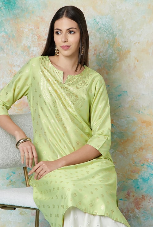 MELANGE Women Foil Print Straight Kurta