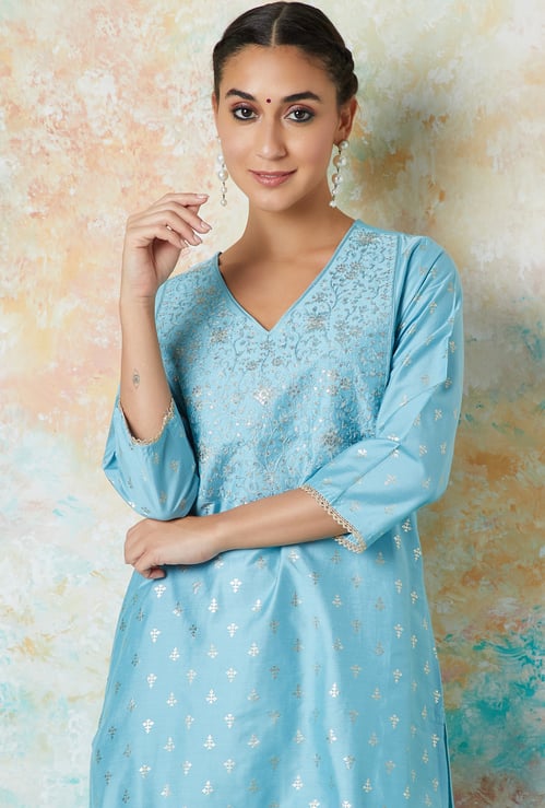 MELANGE Women Yoke Embroidered Kurta