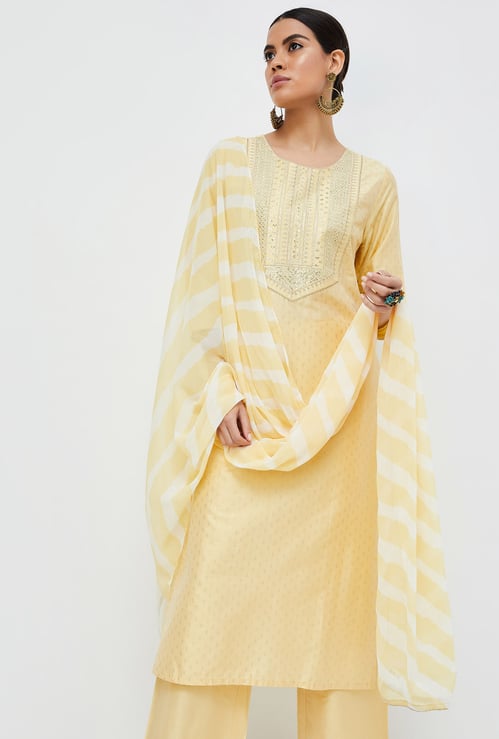 MELANGE Women Sequined Straight Kurta Set