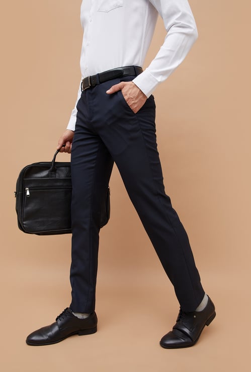 CODE Patterned Slim Tapered Formal Trousers