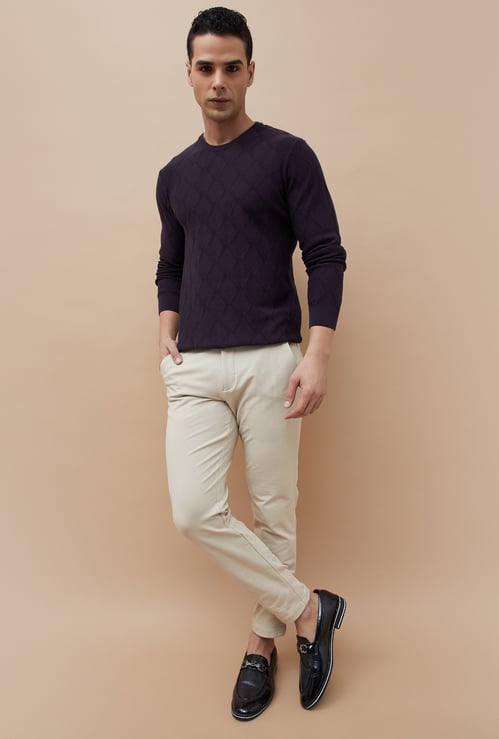 CODE Textured Crew Neck Cardigan