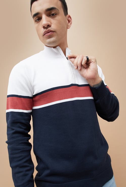 FAME FOREVER Flat Knit Colourblock Sweater